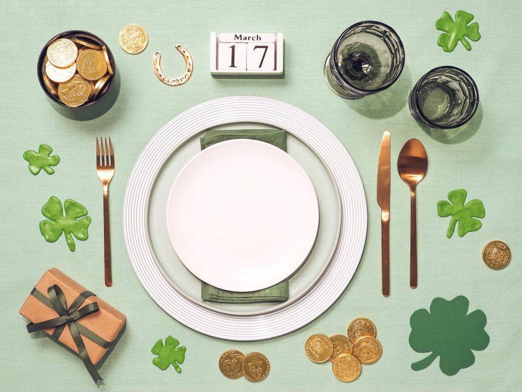 Saint Patricks Day Table Settings for Green Wine Pairings